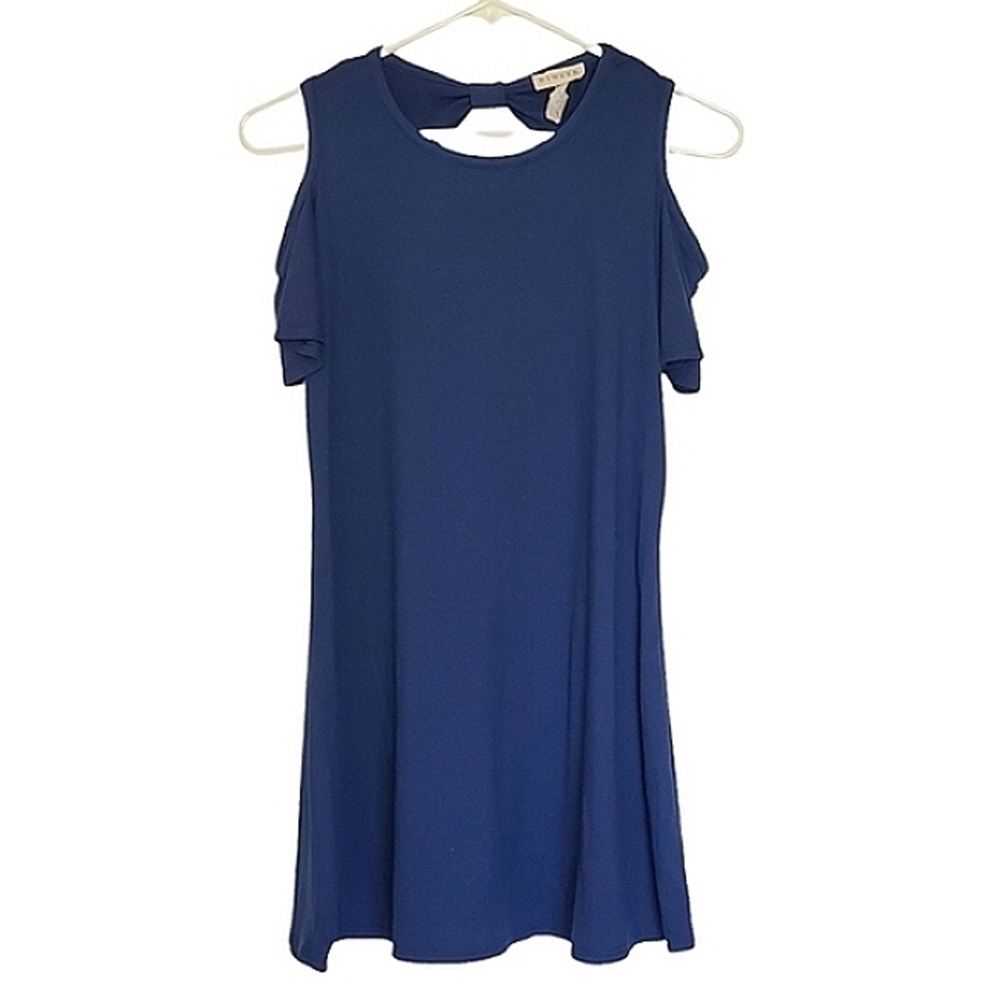1194 * Btween Cold Shoulder A-Line Dress Blue Size 12 Vintage Made In USA